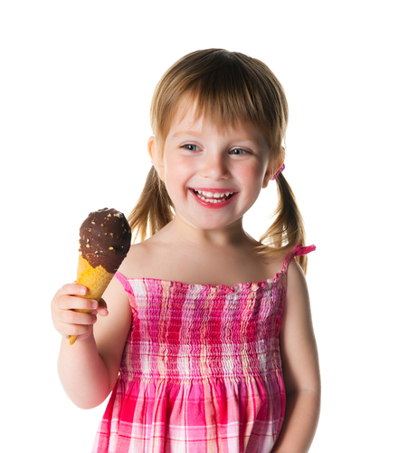 girl with chocolate ice cream